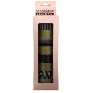 ELUM DESIGNS Washi Paper Tape Decorative Black Gold 8 Rolls Scrapbooking Planner